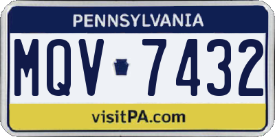 PA license plate MQV7432