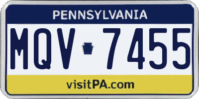 PA license plate MQV7455