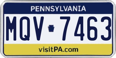 PA license plate MQV7463