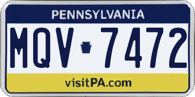 PA license plate MQV7472