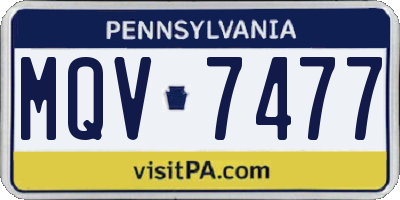 PA license plate MQV7477