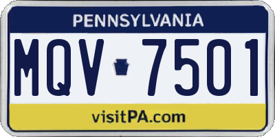 PA license plate MQV7501