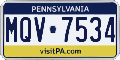 PA license plate MQV7534