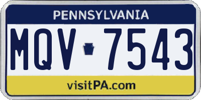 PA license plate MQV7543