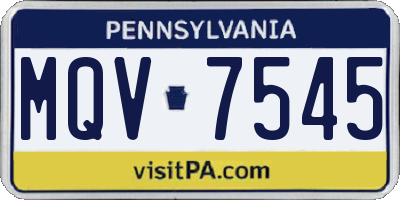 PA license plate MQV7545