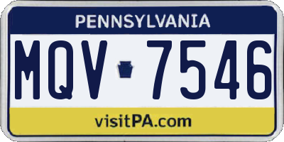 PA license plate MQV7546