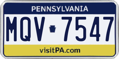 PA license plate MQV7547