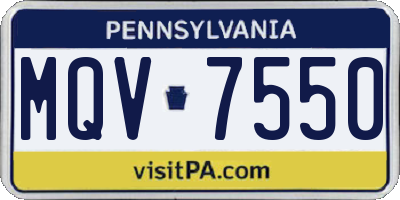 PA license plate MQV7550