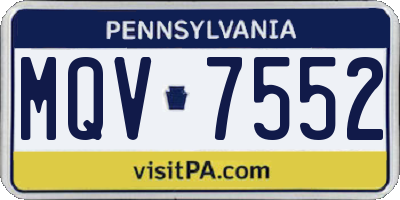 PA license plate MQV7552