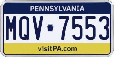 PA license plate MQV7553