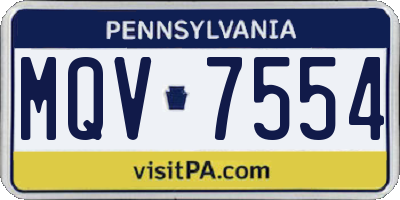 PA license plate MQV7554