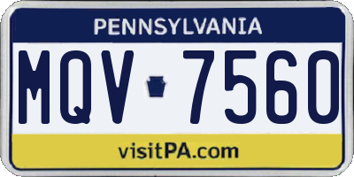 PA license plate MQV7560