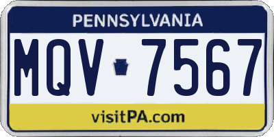 PA license plate MQV7567