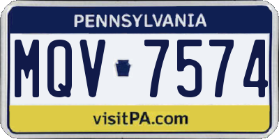 PA license plate MQV7574