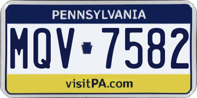PA license plate MQV7582