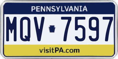 PA license plate MQV7597