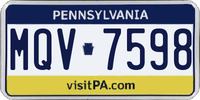 PA license plate MQV7598