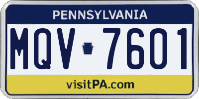 PA license plate MQV7601