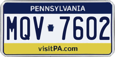 PA license plate MQV7602