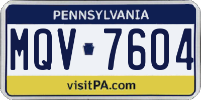 PA license plate MQV7604