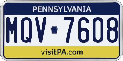 PA license plate MQV7608