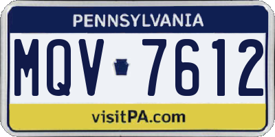 PA license plate MQV7612