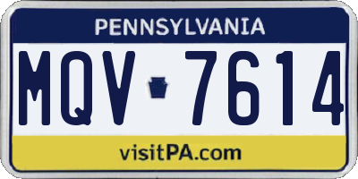 PA license plate MQV7614