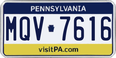 PA license plate MQV7616