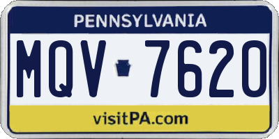 PA license plate MQV7620