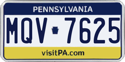 PA license plate MQV7625