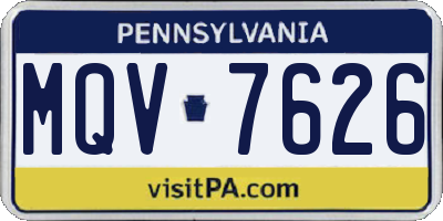 PA license plate MQV7626