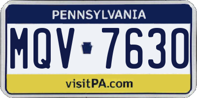 PA license plate MQV7630