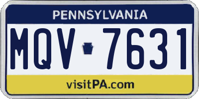 PA license plate MQV7631