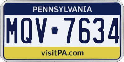 PA license plate MQV7634