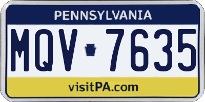 PA license plate MQV7635