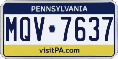 PA license plate MQV7637