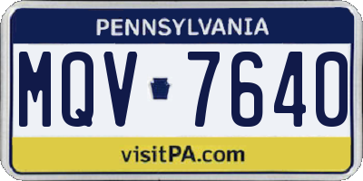 PA license plate MQV7640