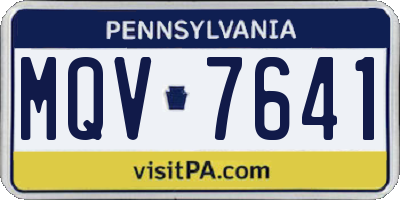 PA license plate MQV7641