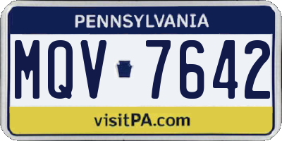 PA license plate MQV7642