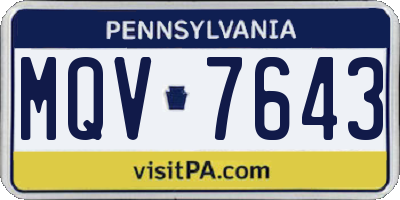 PA license plate MQV7643