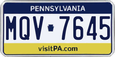 PA license plate MQV7645