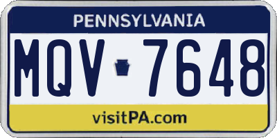 PA license plate MQV7648