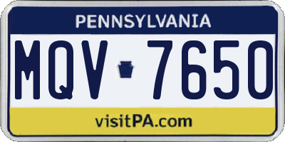 PA license plate MQV7650