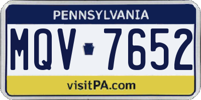PA license plate MQV7652