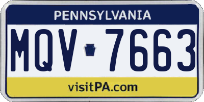 PA license plate MQV7663
