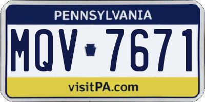 PA license plate MQV7671