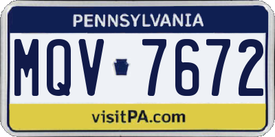 PA license plate MQV7672