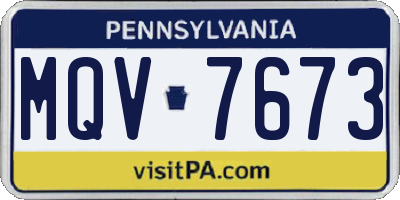 PA license plate MQV7673