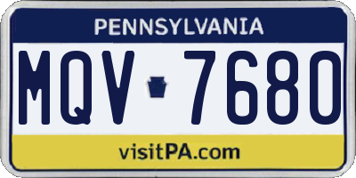 PA license plate MQV7680