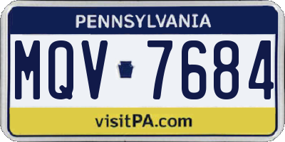 PA license plate MQV7684